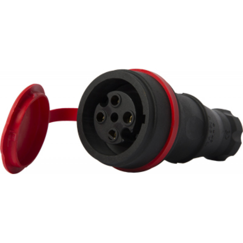 Силова розетка переносна із захисною кришкою каучукова E.NEXT e.socket.rubber.061.16, 4P, 16А (s9100036)