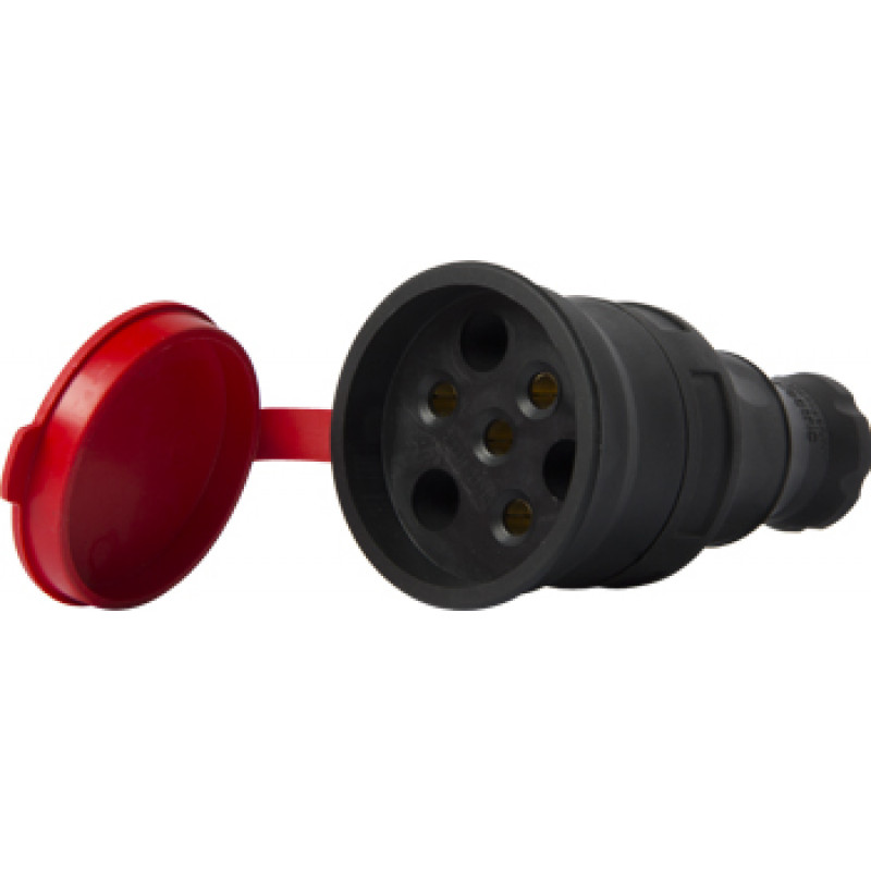 Силова розетка переносна із захисною кришкою каучукова E.NEXT e.socket.rubber.031.25, 4P, 25А (s9100029)