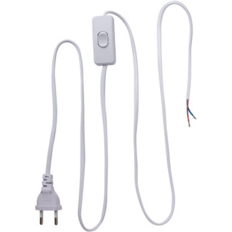Шнур з вилкою та перемикачем E.NEXT e.wire. switch/plug. white, білий, 2х0,75, 1,5М (l020003)