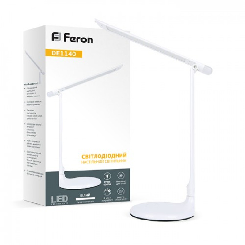 Настільний світильник Feron DE1140 білий (24229)