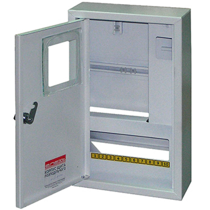 Шкаф e.mbox.stand.n.f1.10.z.e металлический, под 1-фазный электронный счетчик, 10 модулей навесной, с замком, E.NEXT (s0100065)