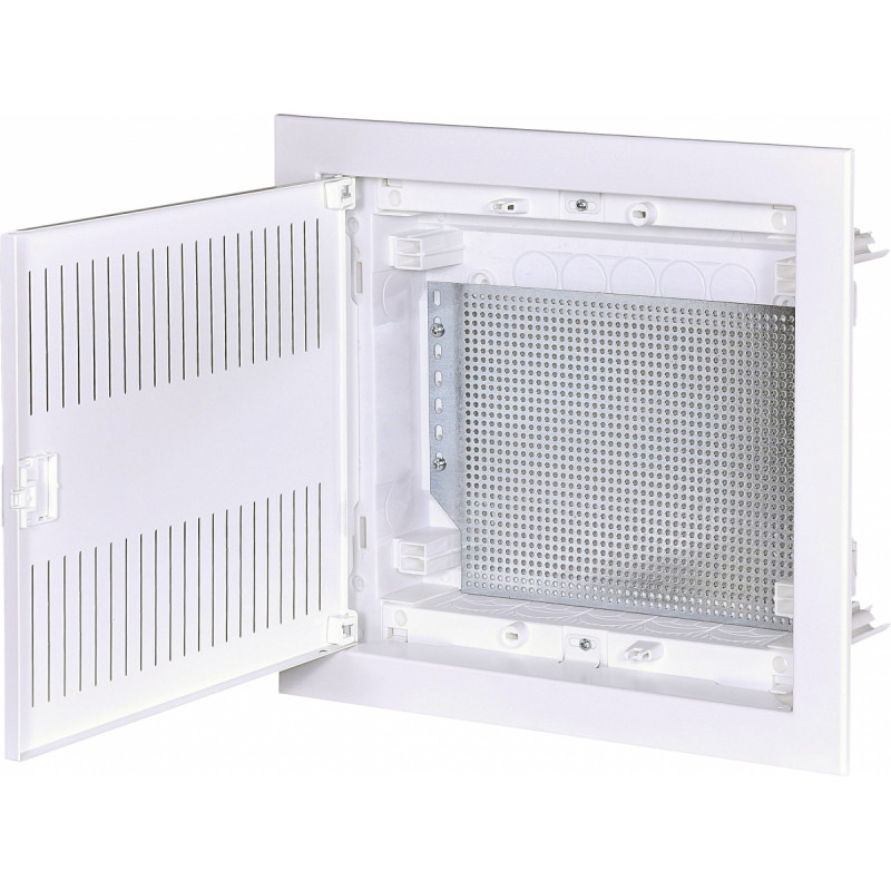 Щит металопластиковий слаботочний ETI ECG14 MEDIA-I, перфорована панель, перфоровані металеві білі дверцята (1101156)