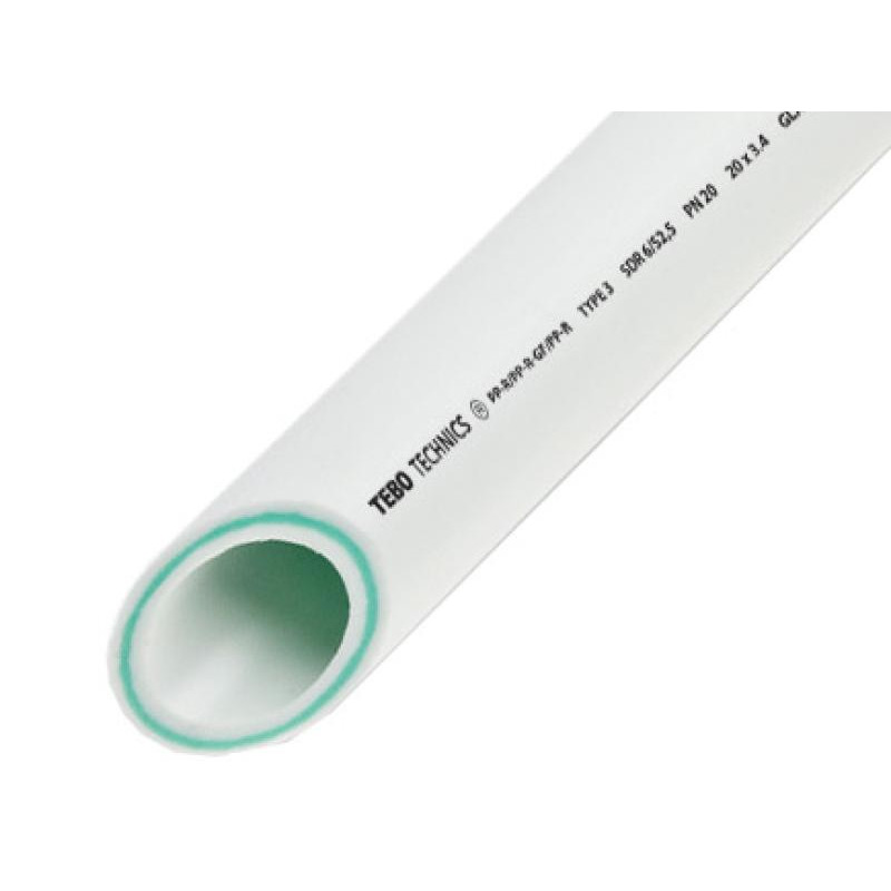 Труба полипропиленовая PPR 50 мм PN20 стекловолокно TEBO белая 4/20 м (кратно 1 шт = 4 м)