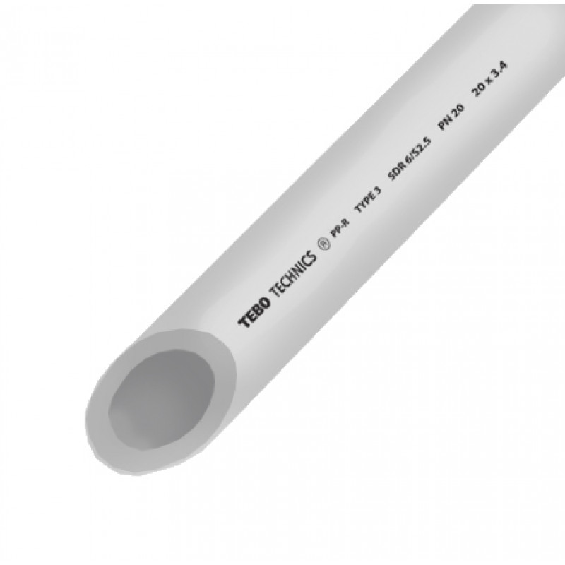Труба поліпропіленова PPR PN20 Ду 110х18, 4мм TEBO сіра 4/4 м (кратно 1 шт = 4 м)