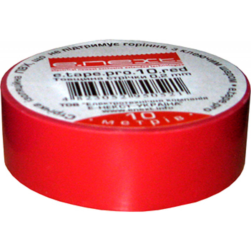 Изолента E.NEXT e.tape.stand.10.red, красная (10м)