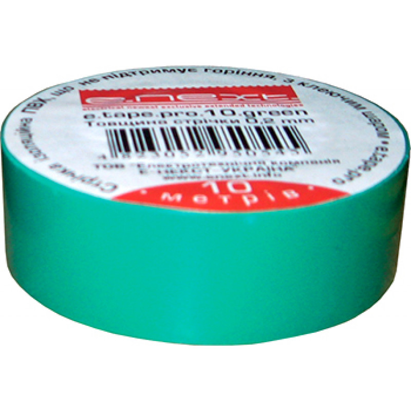 Изолента E.NEXT e.tape.pro.20.green из самозатухающего ПВХ, зеленый (20м)