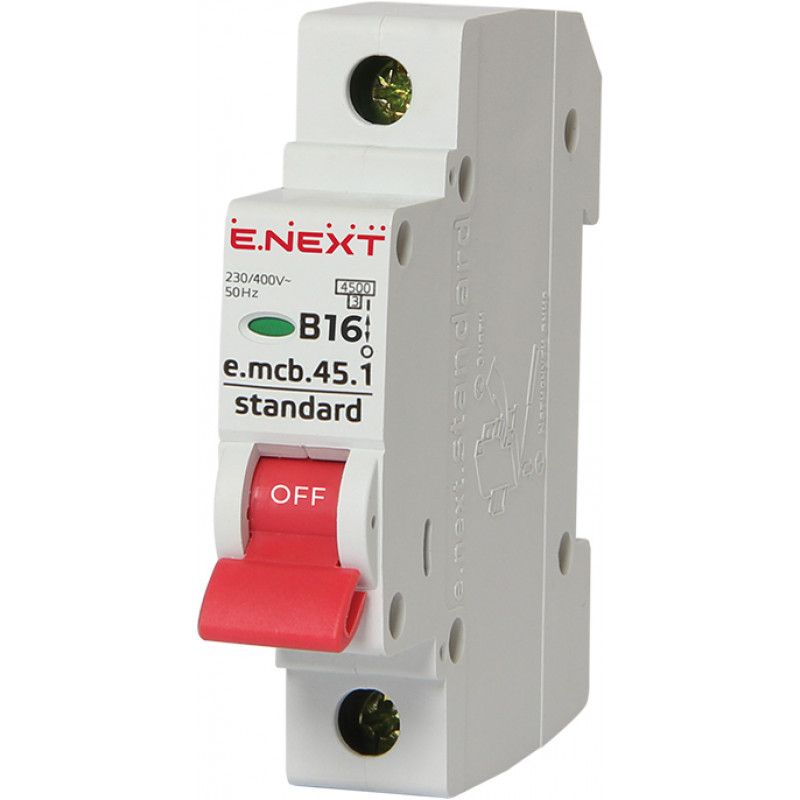 Автоматичний вимикач E.NEXT e.mcb.stand.45.1.B16, 1р, 16А, 4,5 кА (s001008)