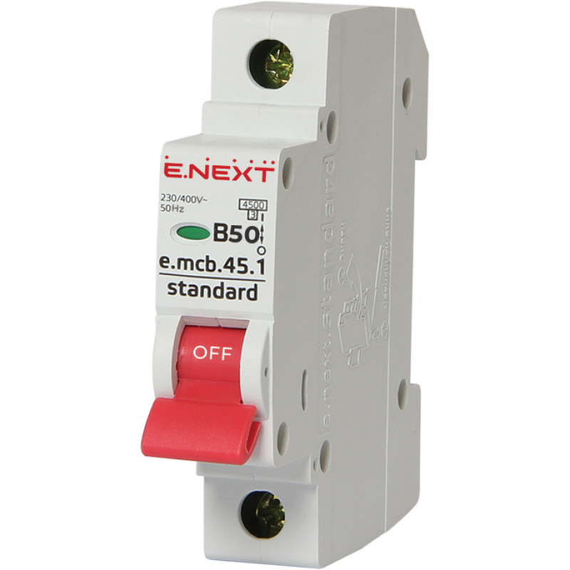 Автоматичний вимикач E.NEXT e.mcb.stand.45.1.B50, 1р, 50А, 4,5 кА (s001013)