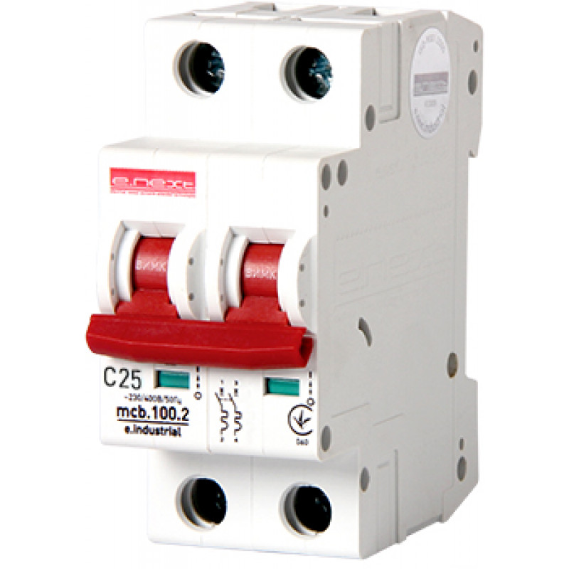 Автоматичний вимикач E.NEXT e.industrial.mcb.100.2.C25, 2p, 25А, C, 10кА (i0180014)