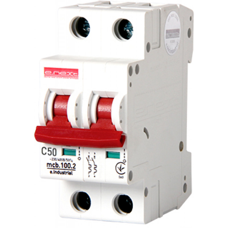Автоматичний вимикач E.NEXT e.industrial.mcb.100.2.C50, 2p, 50А, C, 10кА (i0180017)