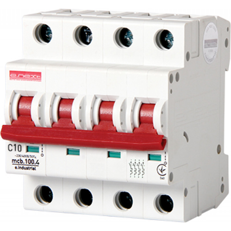Автоматичний вимикач E.NEXT e.industrial.mcb.100.4.C10, 4p, 10А, C, 10кА (i0180029)