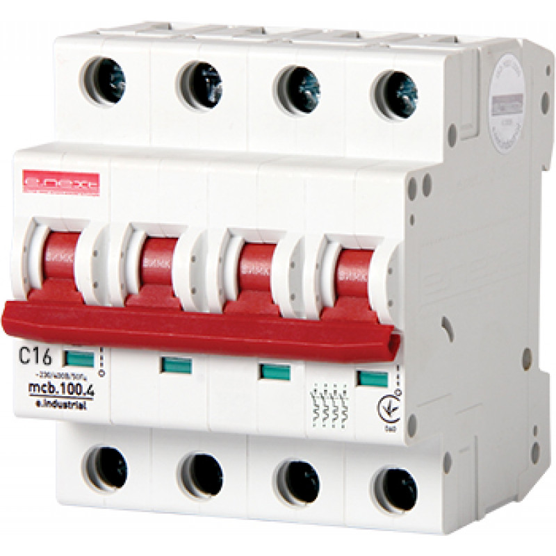 Автоматичний вимикач E.NEXT e.industrial.mcb.100.4.C16, 4p, 16А, C, 10кА (i0180030)