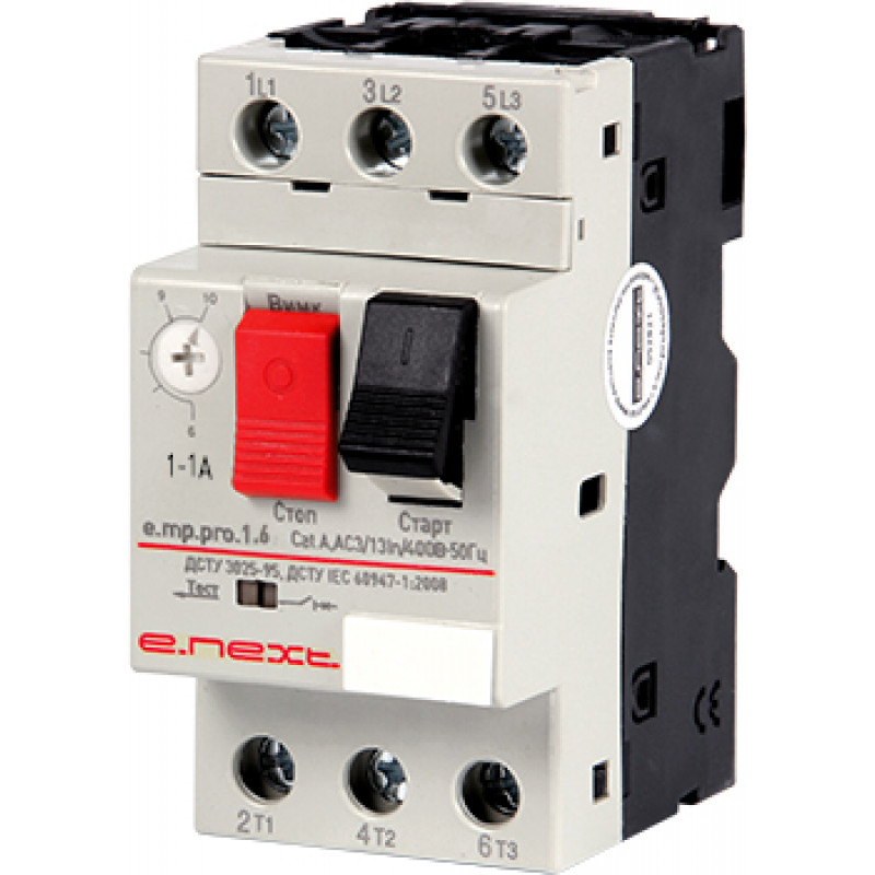 Автоматичний вимикач захисту двигуна E.NEXT e.mp.pro.1.6, 1-1,6 (p004001)