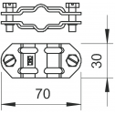 Розділювальний затискач OBO Bettermann, круглі провідники d 8-10 мм, плоскі провідники FL 30 мм з нержавіючої сталі (5336341)