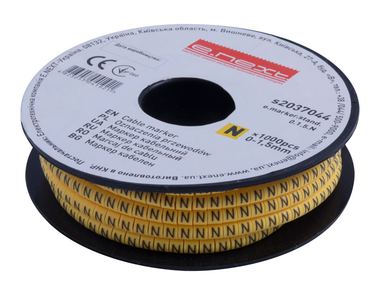 Маркер кабельный E.NEXT e.marker.stand.0.1.5.N, 0-1,5 кв.мм, \"N\" купить ...