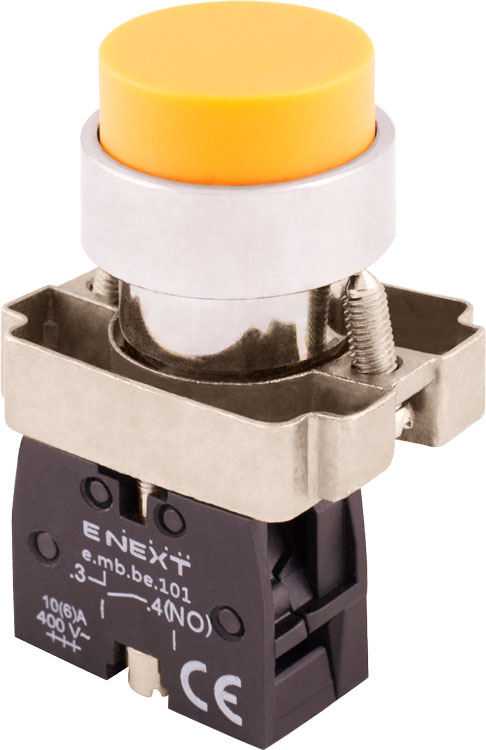 Кнопка управления без подсветки выпуклая E.NEXT желтая, без фиксации ...